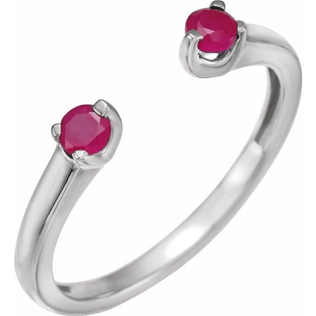 14K Yellow Or White Or Rose Gold Round 3 Mm Polished Natural Ruby Negative Space Ring, Size 7