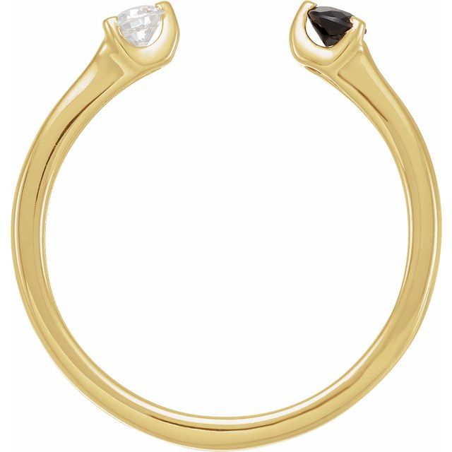 14K Yellow Or White Gold Round 3 Mm Polished Natural Onyx And 1/10 Ct Natural Diamond Negative Space Ring, Size 7