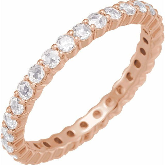 14K Rose Gold Round 2 Mm Vs/Si1, Ghi Polished 1/2 Ctw Natural Diamond Eternity Band, Size 7