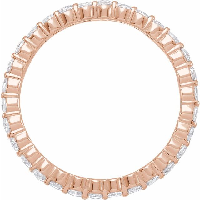 14K Rose Gold Round 2 Mm Vs/Si1, Ghi Polished 1/2 Ctw Natural Diamond Eternity Band, Size 7