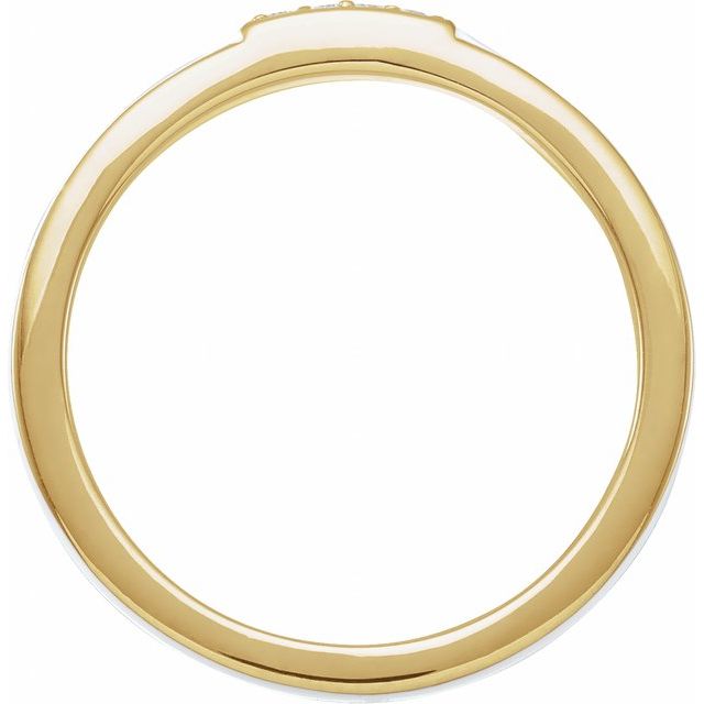 14K Yellow Or White Or Rose Gold 1.8 Mm Polished .03 Ctw Natural Diamond White Enamel Stackable Ring, Size 7