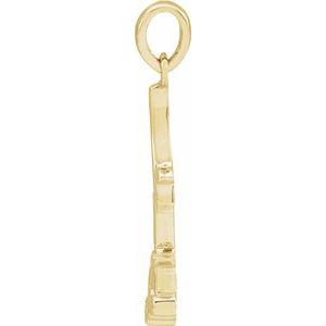 14K Yellow Gold 22.36 X 6.73 Mm Polished Rose Pendant With Stem
