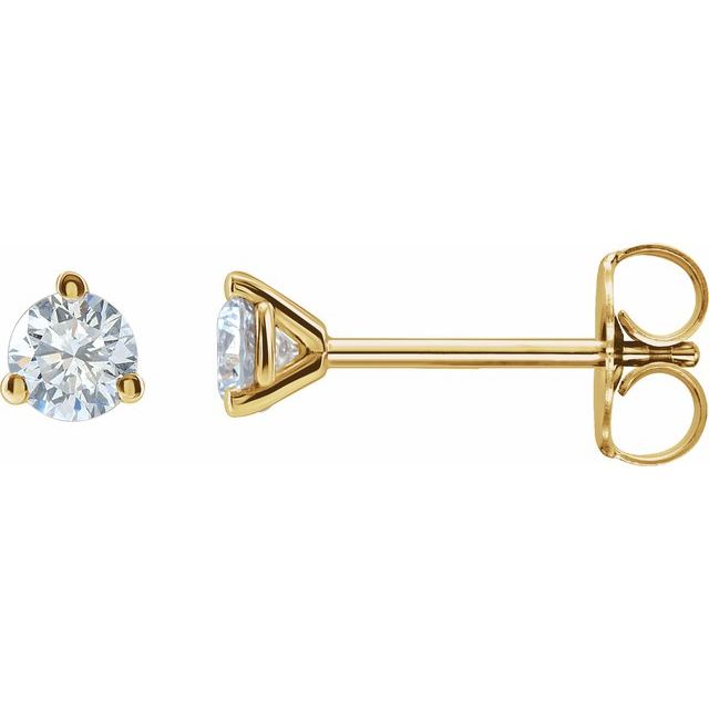 14K Yellow Or White Gold Round Vs, F+ Friction 3-Prong Polished Lab-Grown Diamond Stud Earrings