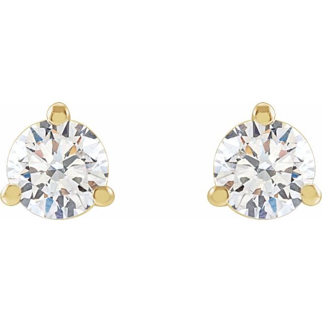 14K Yellow Or White Gold Round Si1-Si2, G-H Friction 3-Prong Polished Lab-Grown Diamond Stud Earrings