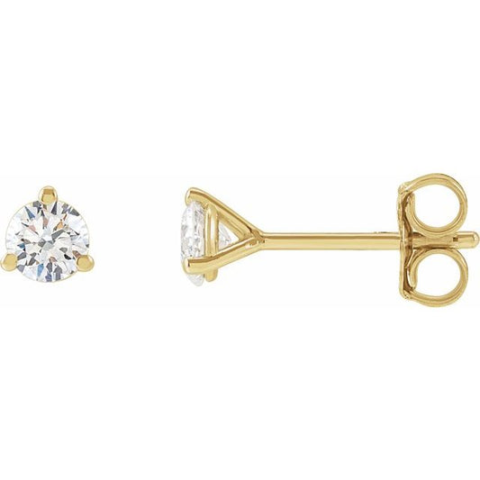 14K Yellow Or White Gold Round Si1-Si2, G-H Friction 3-Prong Polished Lab-Grown Diamond Stud Earrings