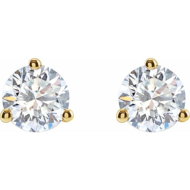 14K Yellow Or White Gold Round Si1-Si2, G-H Friction 3-Prong Polished Lab-Grown Diamond Stud Earrings