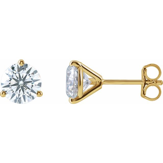 14K Yellow Or White Gold Round Si1-Si2, G-H Friction 3-Prong Polished Lab-Grown Diamond Stud Earrings