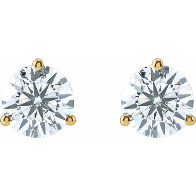 14K Yellow Or White Gold Round Si1-Si2, G-H Friction 3-Prong Polished Lab-Grown Diamond Stud Earrings