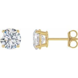14K Yellow Or White Or Rose Gold 6.3Mm Vs, F+ Friction Backs Included 4-Prong Polished 2 Ctw Lab-Grown Diamond Stud Earrings