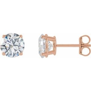 14K Yellow Or White Or Rose Gold 6.3Mm Vs, F+ Friction Backs Included 4-Prong Polished 2 Ctw Lab-Grown Diamond Stud Earrings