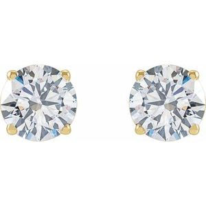 14K Yellow Or White Or Rose Gold 6.3Mm Vs, F+ Friction Backs Included 4-Prong Polished 2 Ctw Lab-Grown Diamond Stud Earrings