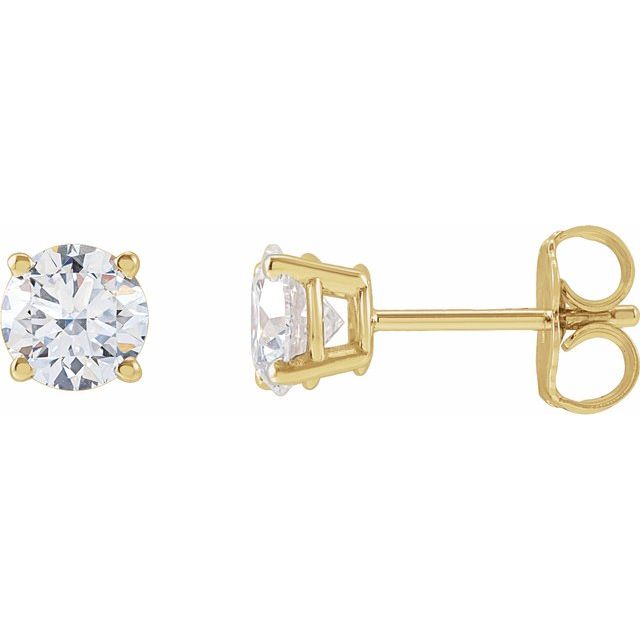 14K Yellow Or White Or Rose Gold Round VS, F+ Friction 4-Prong Polished Lab-Grown Diamond Stud Earrings