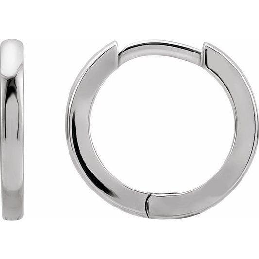 Platinum 15 Mm 1.65 Mm Pair Hinged Polished Hinged Hoop Earrings