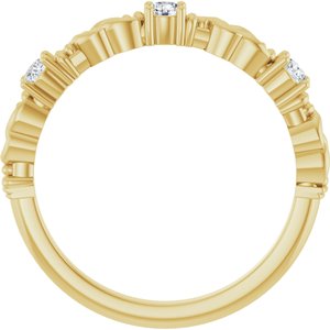 14K Yellow Gold Round 2.5 Mm Polished 1/5 Ctw Natural Diamond Sculptural Anniversary Band Size 7