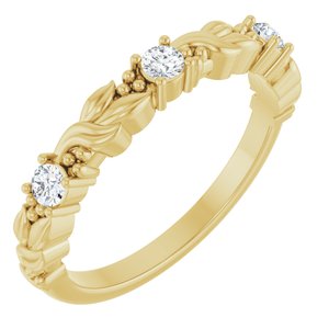 14K Yellow Gold Round 2.5 Mm Polished 1/5 Ctw Natural Diamond Sculptural Anniversary Band Size 7