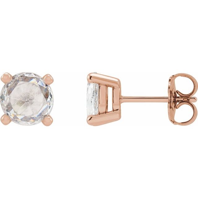 14K White Or Rose Gold 4 Mm Round Friction Back Polished 1/4 Ctw Rose-Cut Natural Diamond Basket Earrings