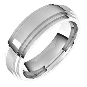 Platinum Double Stepped-Edge Comfort-Fit Flat Band