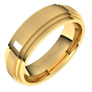 14K Yellow Or White Or Rose Gold Double Stepped-Edge Comfort-Fit Flat Band