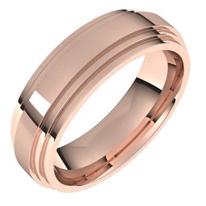 10K Yellow Or White Or Rose Gold Double Stepped-Edge Comfort-Fit Flat Band