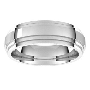 18K Yellow Or White Or Rose Gold Double Stepped-Edge Comfort-Fit Flat Band