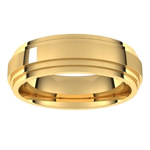 18K Yellow Or White Or Rose Gold Double Stepped-Edge Comfort-Fit Flat Band