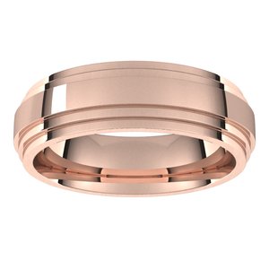 18K Yellow Or White Or Rose Gold Double Stepped-Edge Comfort-Fit Flat Band