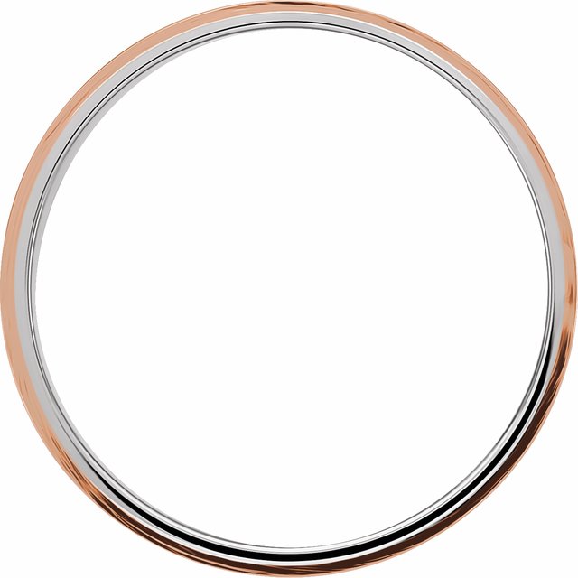 14K Yellow/White Or White/Rose Gold Polished Flat Diamond Edge Inlay Band