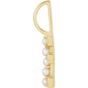 14K Yellow Gold Initial E Pearl 2 Mm Cultured White Freshwater Pearl Initial Pendant