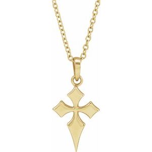 14K Yellow Gold 18.31 X 9.06 Mm 16-18 In Polished Pointed Ornate Necklace