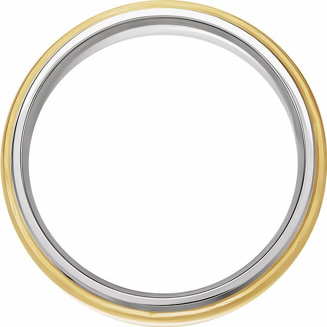 14K Yellow/White Or White/Yellow Or Rose/White Gold Polished Half Round Diamond Edge Inlay Band