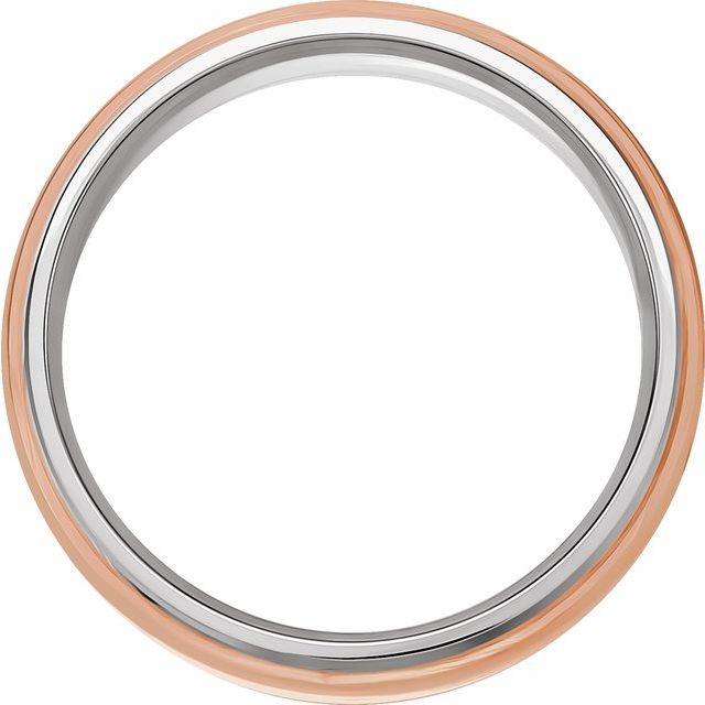14K Yellow/White Or White/Yellow Or Rose/White Gold Polished Half Round Diamond Edge Inlay Band