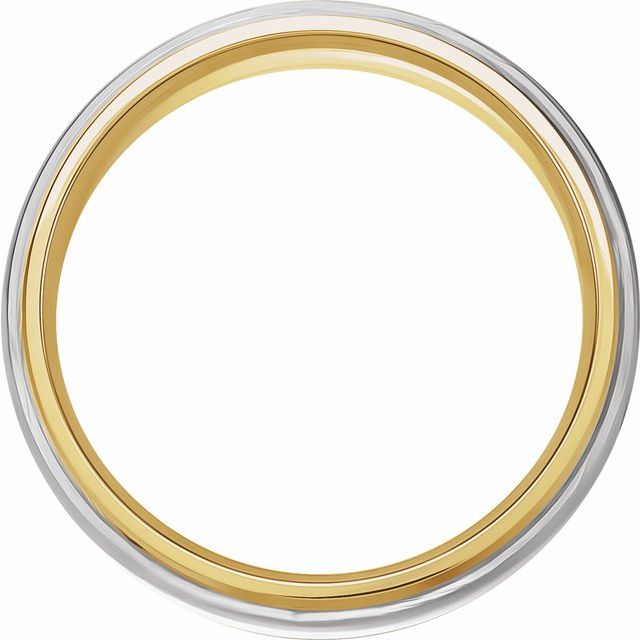 14K Yellow/White Or White/Yellow Or Rose/White Gold Polished Half Round Diamond Edge Inlay Band
