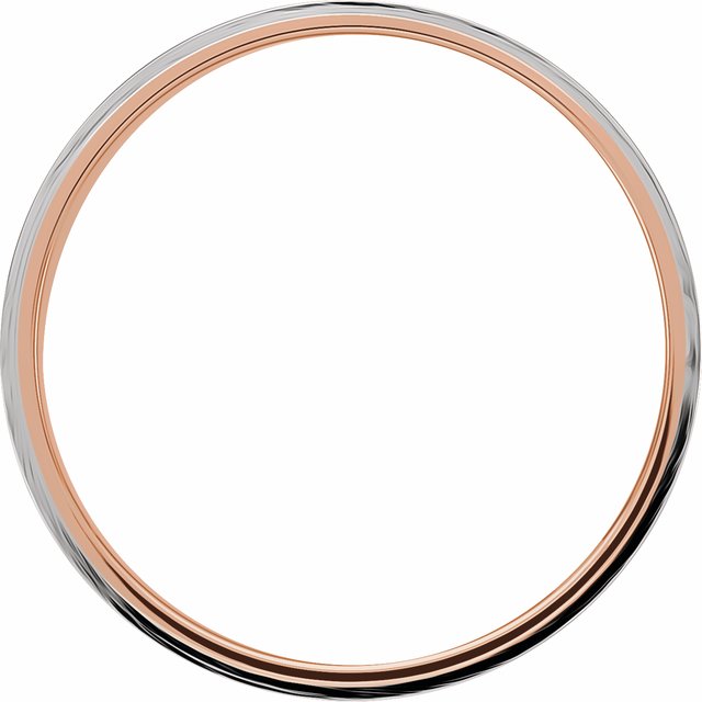 14K Yellow/White Or White/Rose Gold Polished Flat Diamond Edge Inlay Band
