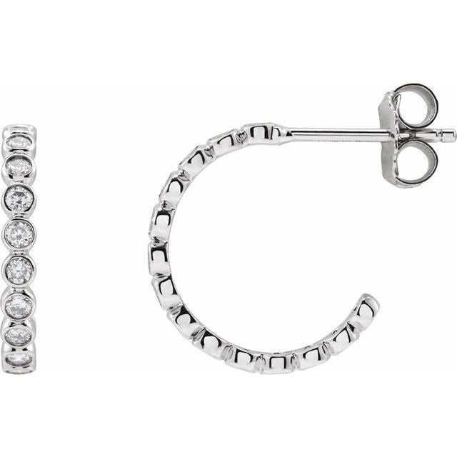 14K Yellow Or White Gold Round 14 Mm 2.2 Mm 1.5Mm Vs, F+ Pair Friction Back Polished 3/8 Ctw Lab-Grown Diamond Hoop Earrings
