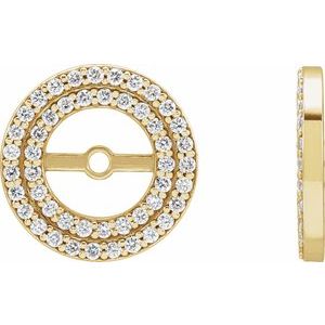 14k Yellow Gold Polished Natural Diamond Earring Jackets