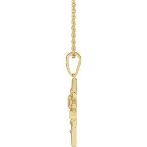 14K Yellow Gold 24.26 X 10.99 Mm 16-18 In Polished Floral Cross Necklace