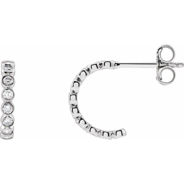 14K Yellow Or White Gold Round 11.1 Mm 2.2 Mm 1.5Mm Vs, F+ Pair Friction Back Polished 1/3 Ctw Lab-Grown Diamond Hoop Earrings
