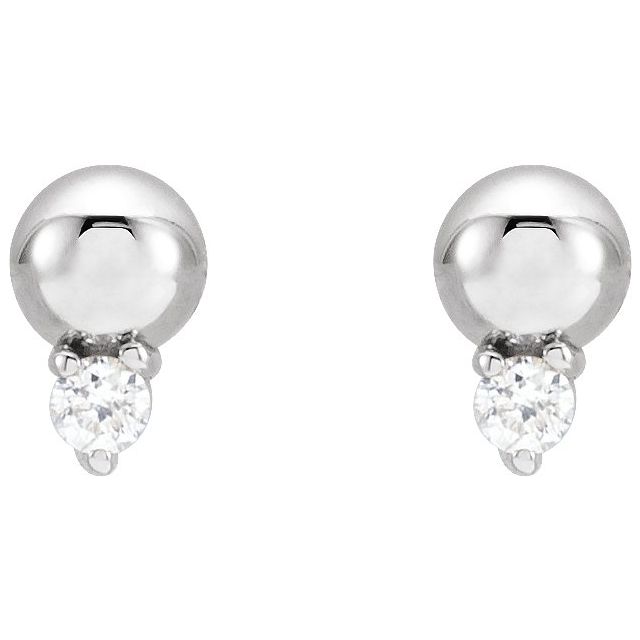 14K White Or Yellow Gold 1.5 Mm Friction Back Polished .03 Ctw Natural Diamond Solitaire Bead Earrings