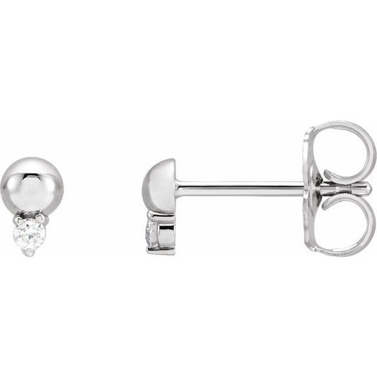 14K White Or Yellow Gold 1.5 Mm Friction Back Polished .03 Ctw Natural Diamond Solitaire Bead Earrings