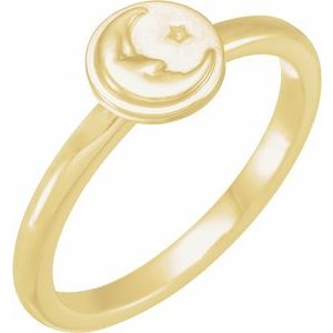 14K Yellow Gold Polished Moon And Star Ring Size 7