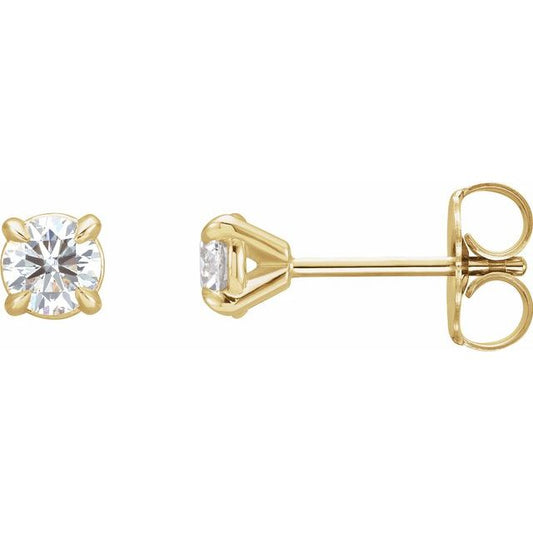14K Yellow Gold Round Pair 3.5Mm I1, G-H Friction 4-Prong Polished 1/3 Ctw Natural Diamond Claw-Prong Cocktail Earrings