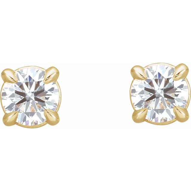 14K Yellow Gold Round Pair 3.5Mm I1, G-H Friction 4-Prong Polished 1/3 Ctw Natural Diamond Claw-Prong Cocktail Earrings