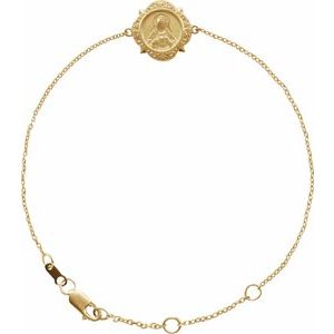 14K Yellow Gold  Miraculous Mary Bracelet, Length: 7.5 In