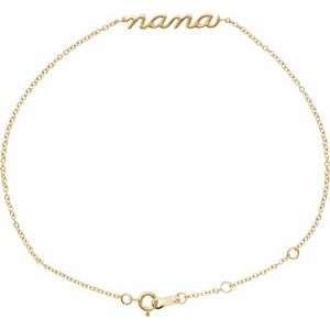 14K Yellow Gold 22.65 X 3.21 Mm 6 1/2-7 1/2 In Polished Lowercase Script Nana Bracelet