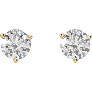 14K Yellow Gold Round 5Mm Si1-Si2, Gh 1 Ctw Lab-Grown Diamond 3-Prong Friction Back Earrings
