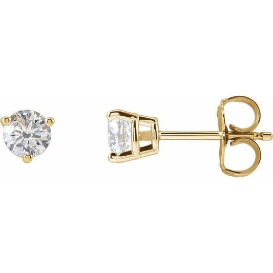 14K Yellow Gold Round Pair 4Mm Si1-Si2, Gh Friction 3-Prong Polished 1/2 Ctw Lab-Grown Diamond Earrings