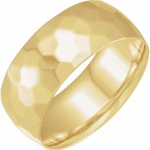 14K Yellow Gold 14 9 Mm Polished Textured Patterned Wedding Band Size 14