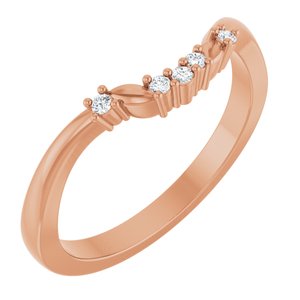 14K Rose Gold Set Natural Diamond Oval All Sizes Si2-Si3, G-H :: 0.04 Ctw Polished .04 Ctw Natural Diamond Matching Band