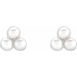 14K White Gold Pearl 2 Mm Freshwater Pearl Earrings