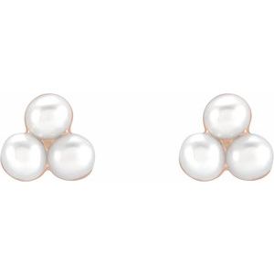 14K Rose Gold Pearl 2 Mm Freshwater Pearl Earrings
